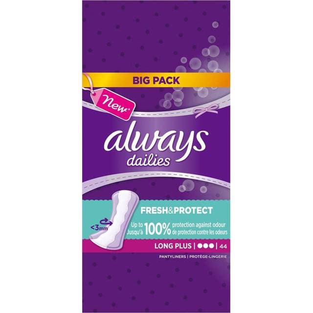 Always Dailies Extra Protect Long Plus 44-pak
