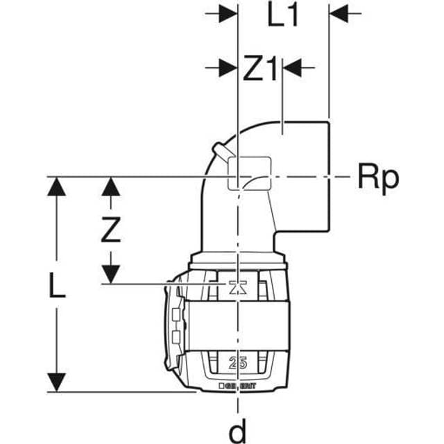 Geberit Overgangsvinkel FlowFit mf 32x1