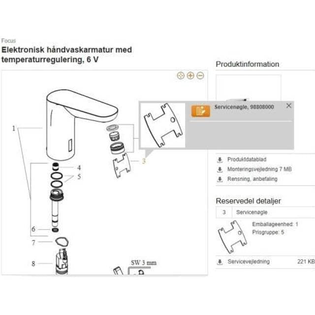 Hansgrohe service-nøgle