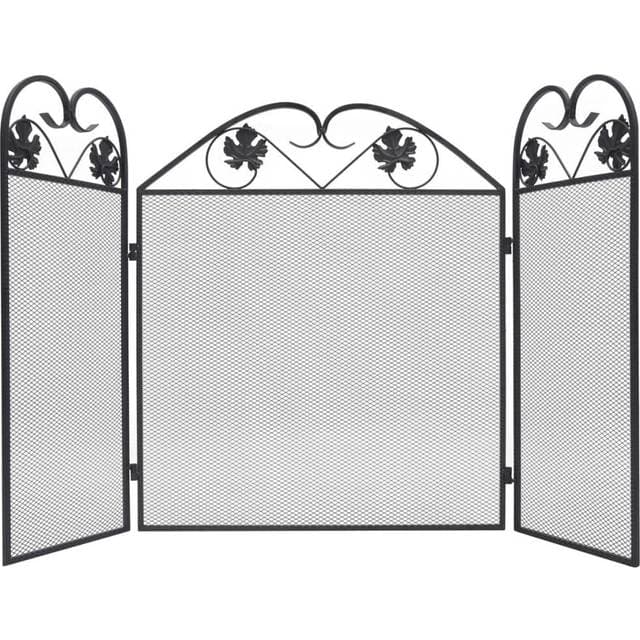 vidaXL Pejseskærm med 3 paneler jern sort