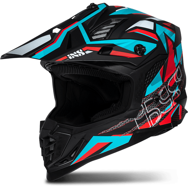 iXS Crosshjelm 2.0, Matsort/Petrol/Rød