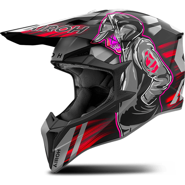 Airoh Crosshjelm Wraaap Cyber, Rød Mat