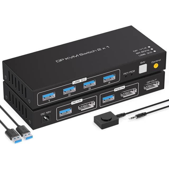 Nordic KVM Switch 2 til 1 DisplayPort