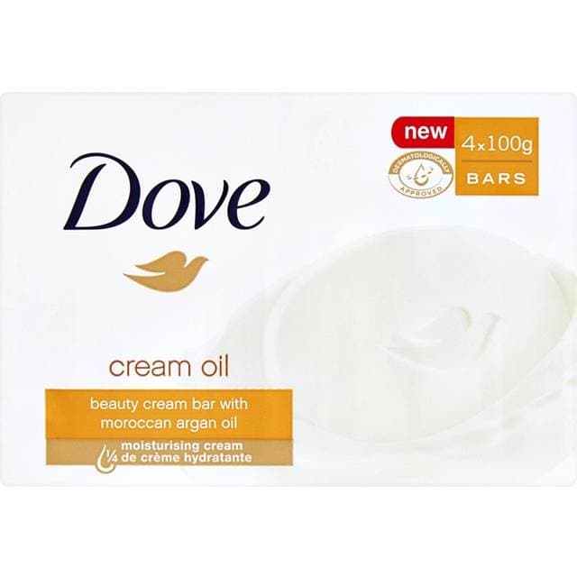 Dove Cream Oil Sæbebar Med Arganolie 4x90 g