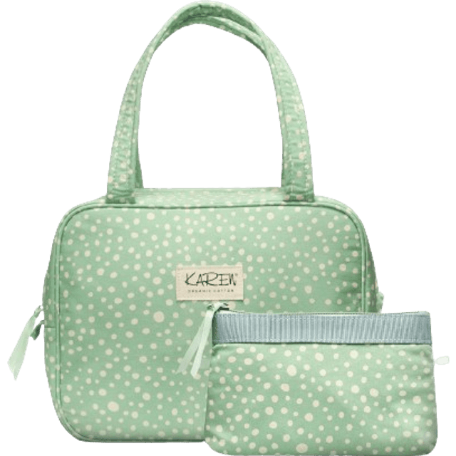 Karen Toiletry Bag Set - Green/White Print