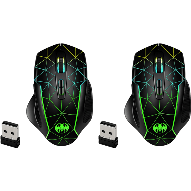 Evermart Gamer Mus RGB Lys Trådløs 2x Pack