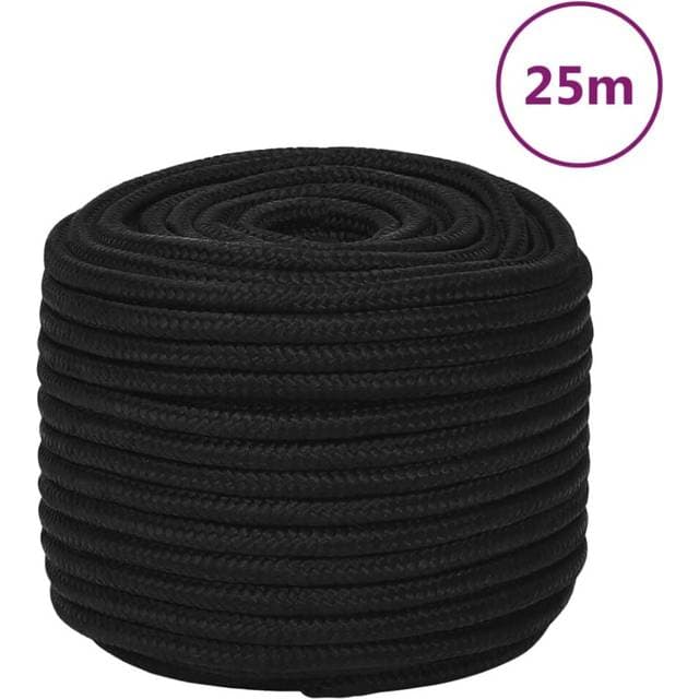 vidaXL Arbejdsreb 14 mm 25 m Polyester Sort