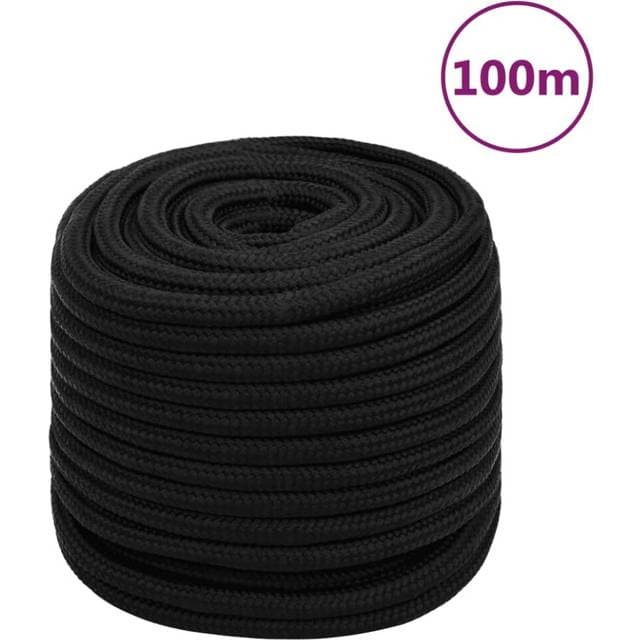 vidaXL Arbejdsreb 16 mm 100 m Polyester Sort