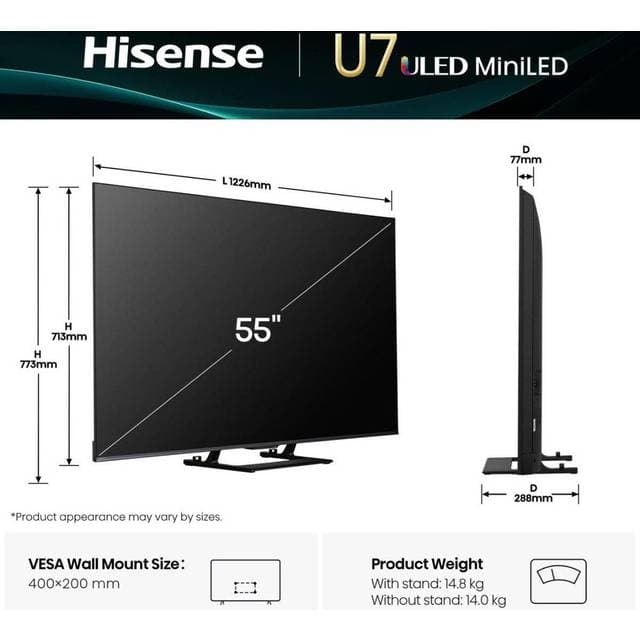 Hisense 55U7Q 55 inch 4K Ultra HD Smart TV