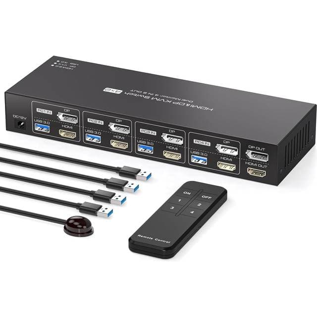 Nordic KVM 4x2 Switch 4PC HDMI DP 8K60Hz