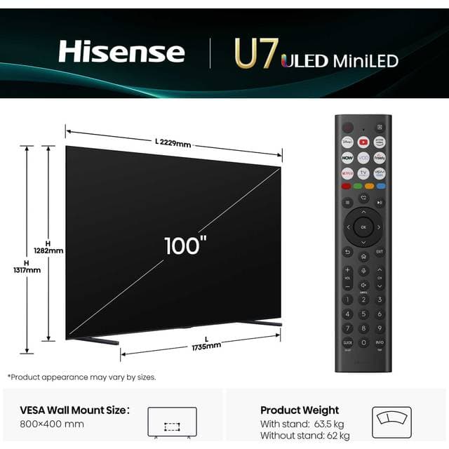 Hisense MiniLED 144Hz Smart AI TV 100 Pack