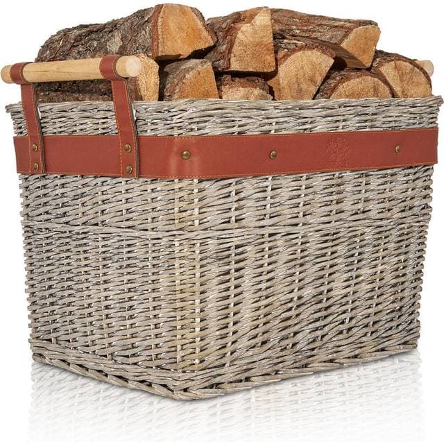 Oakage Holzkorb Kaminholz Aus Weide Grau
