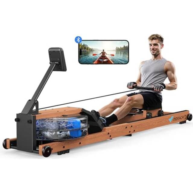 Merach Rudergerät Wasser Holz Klappbar