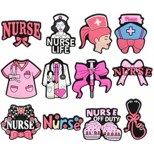 Shein 12PCS Pink Nurse Day PVC Shoe Charms
