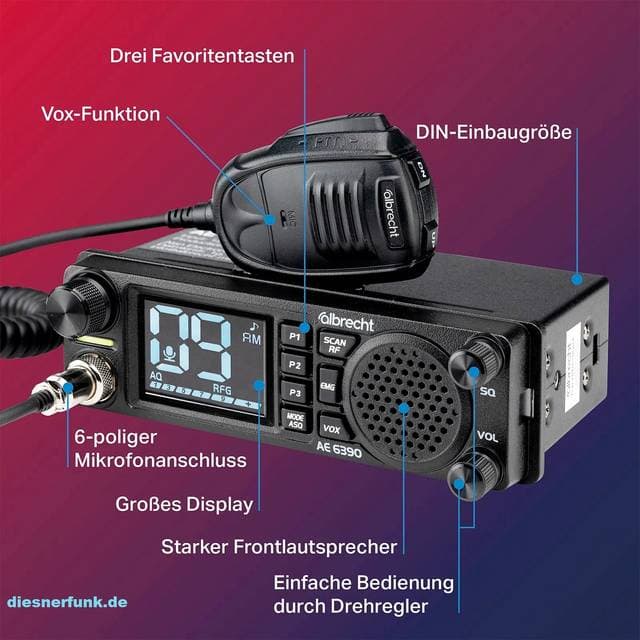 Albrecht CB-Radio AE6390 12 V 24 V 4 Watt