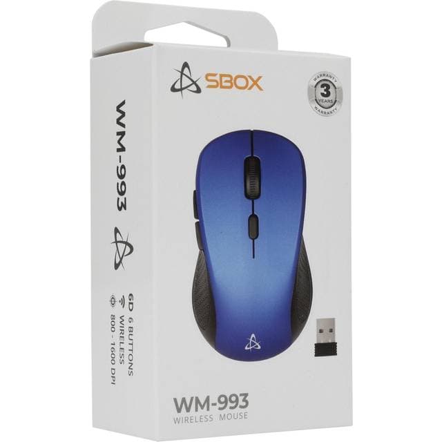 SBOX WM-993BL Optisk USB Type-A 1600 dpi