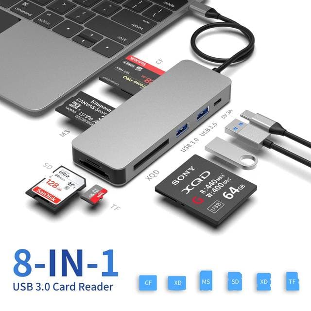 Nordic USB-C Kortlæser 5 Slot CF3.0 SD3.0