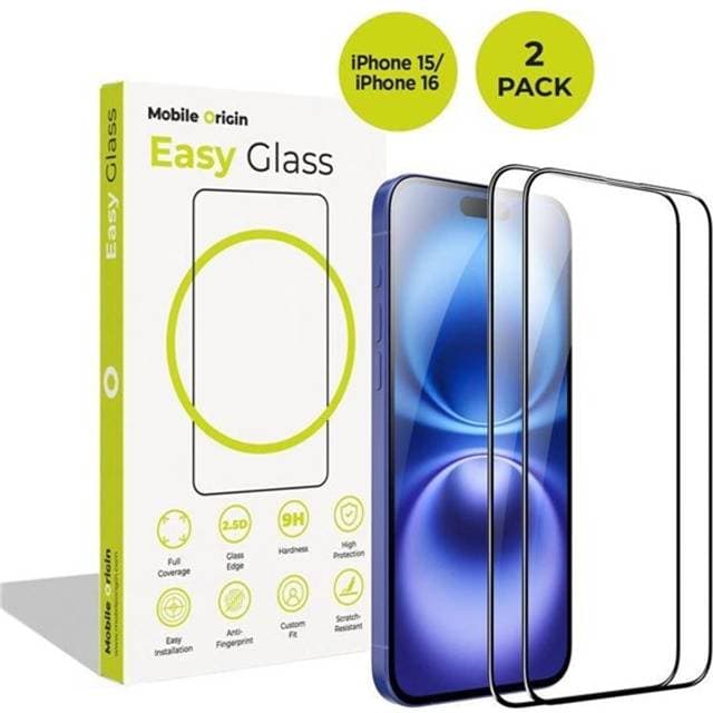 Mobile Origin EasyGlass iPhone 15 16 2 Pack