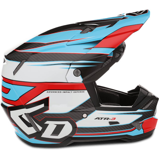 6D Crosshjelm ATR-3 Hyper Glansfuld Rød/Cyan