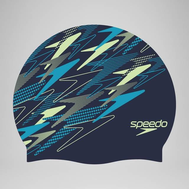 Speedo Adult Printed Silicone Cap - Teal/Blue