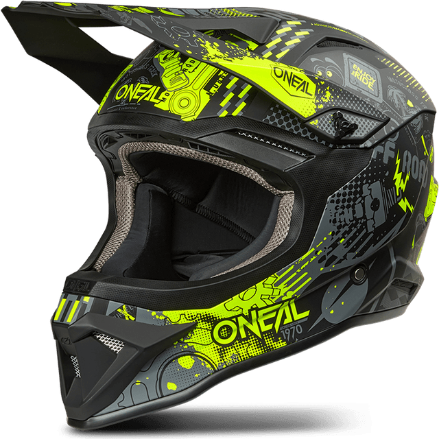 O'Neal Crosshjelm 1Srs Vibrant Sort Neongul