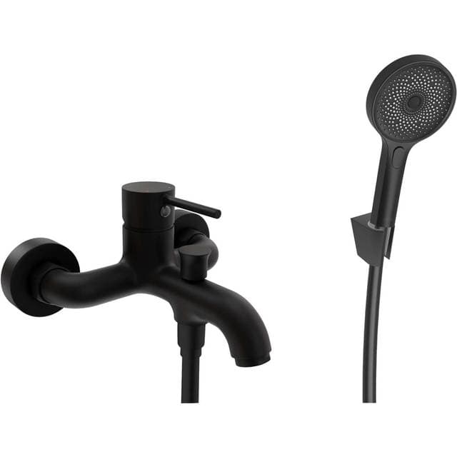 Badekar Brusearmatur Med Brusesæt Mat Sort