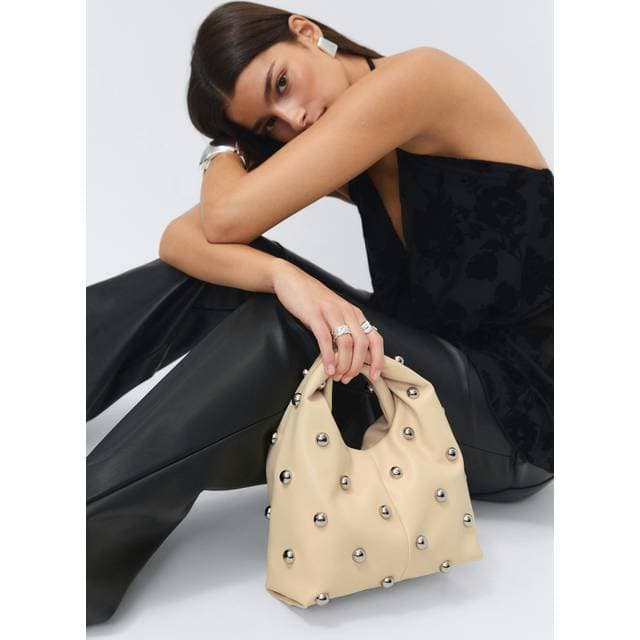 Gina Tricot Studded Handbag - Lysegul