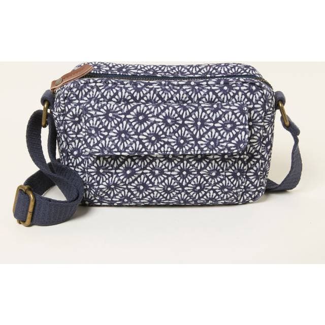Fatface Navy Blue Geometric Canvas Camera Bag