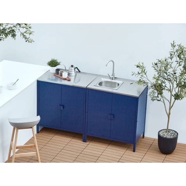 Beliani Køkkenskab Vilama Blå Sølv