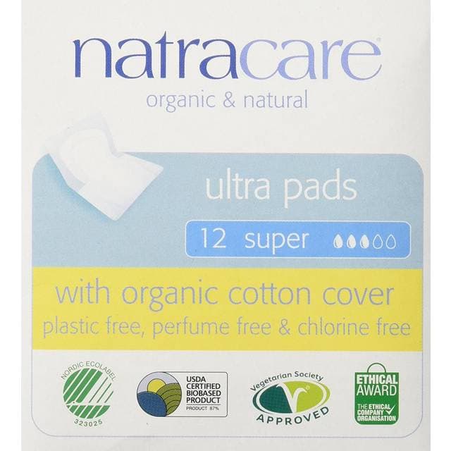 Natracare Organic Ultra Super Pads with Wings 12-pak