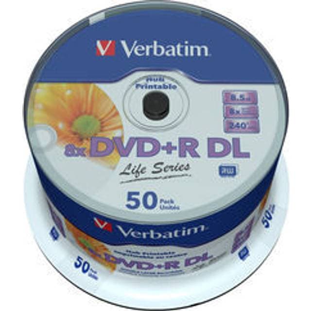 Verbatim DVD+R 8.5GB 8x Spindle 50-Pack Inkjet