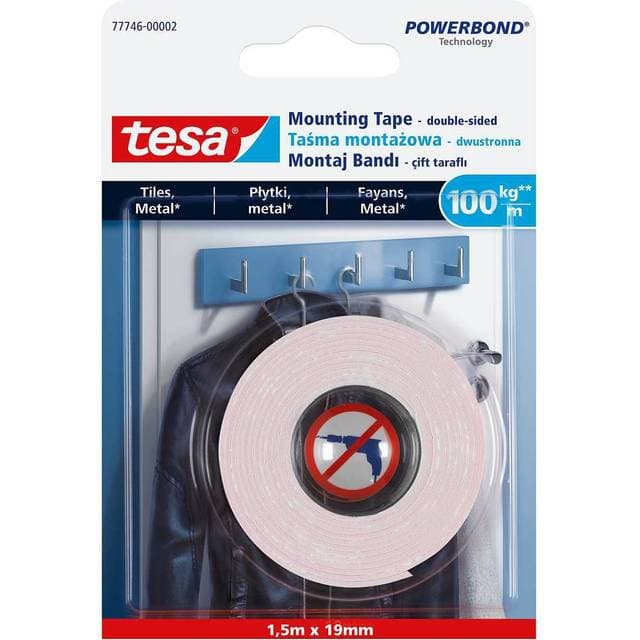 TESA Mounting Tape for Tiles Metal 1500x19mm