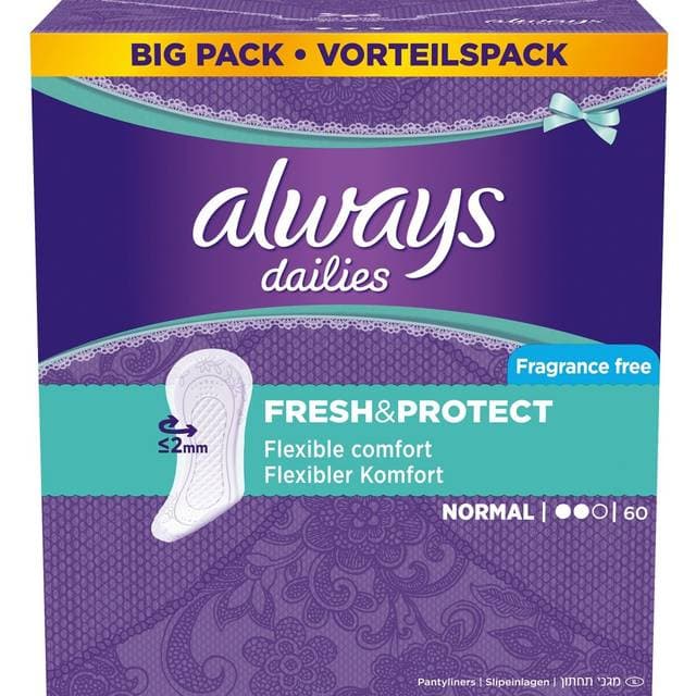 Always Dailies Fresh & Protect Fragrance Free Normal 60-pak
