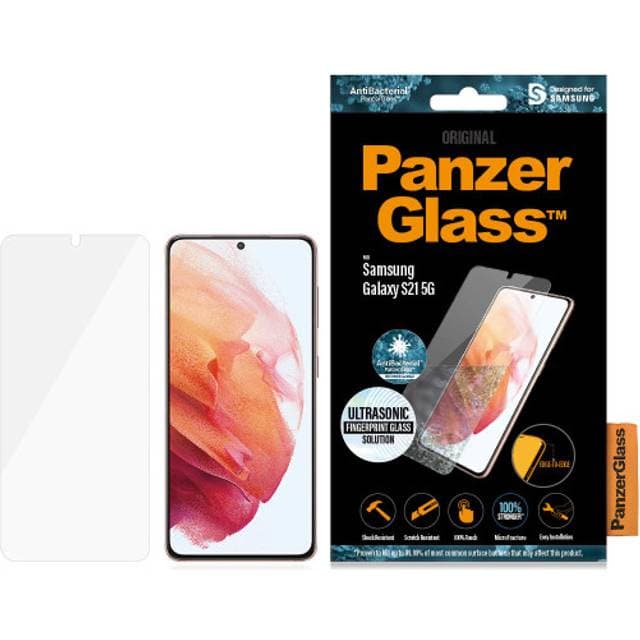PanzerGlass Ultrasonic Fingerprint Antibacterial Glass Screen Protector for Galaxy S21