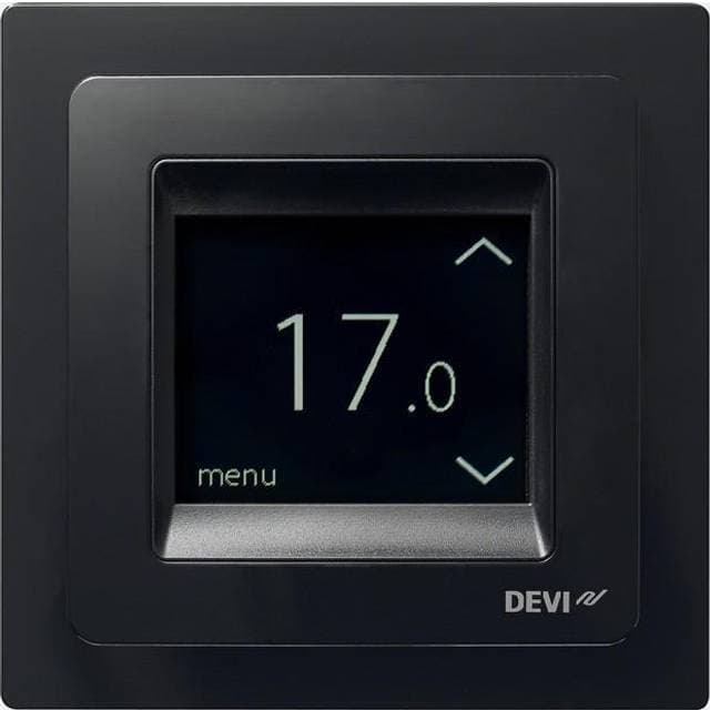 Devi reg Touch m/ramme, termostat med gulvføler, sort