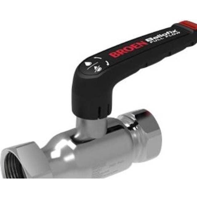 BROEN Ballofix kuglehane 1/2''x3/4'' DN15 med håndtag. Omløber-muffe. Rustfrit stål