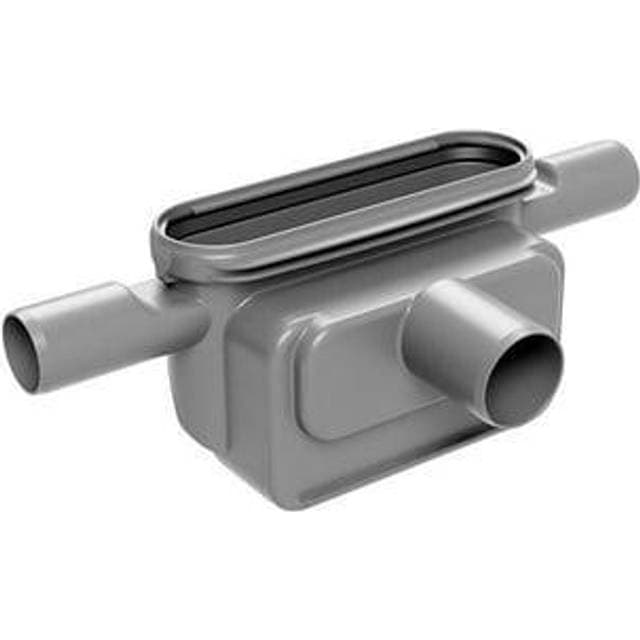 Unidrain Udløbshus Ø50mm vandret, med to sideindløb. Inkl. vandlås