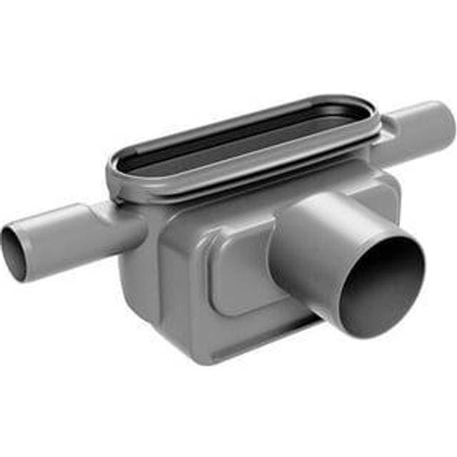 Unidrain Udløbshus Ø75mm vandret, med to sideindløb. Inkl. vandlås