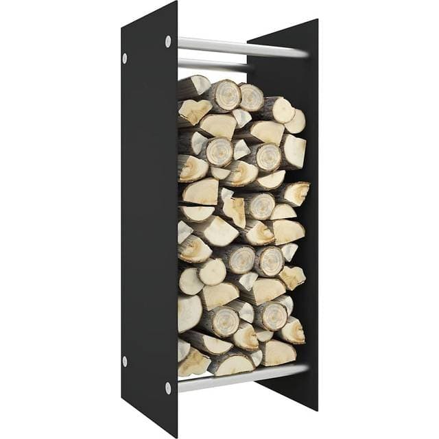 vidaXL brændestativ 40x35x100 cm hærdet glas sort