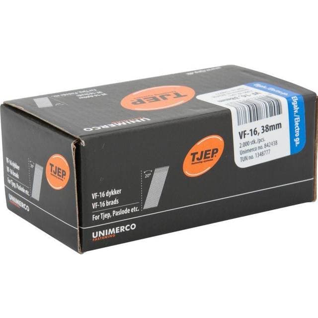 Tjep VF-16 dykker 20° 1,6x38 elgalvaniseret 2000 stk.