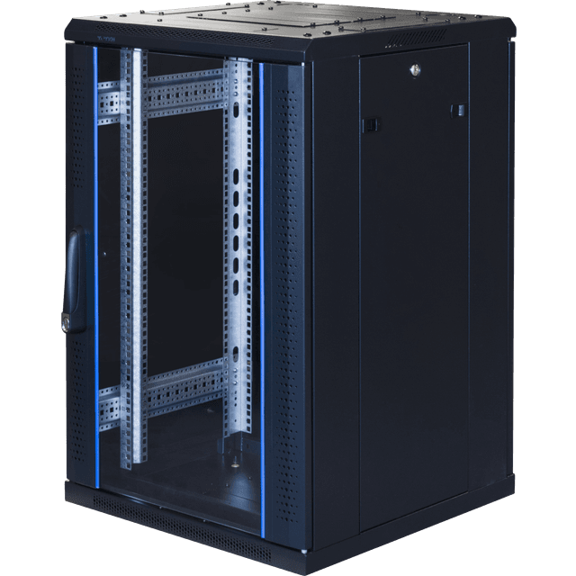 Toten G9, 19" floor cabinet, 18U, 600x600, glass front door, black