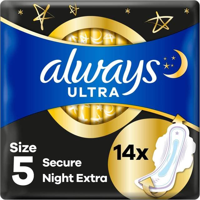 Always Ultra Secure Night Extra with wings 14 Pads 12-pak