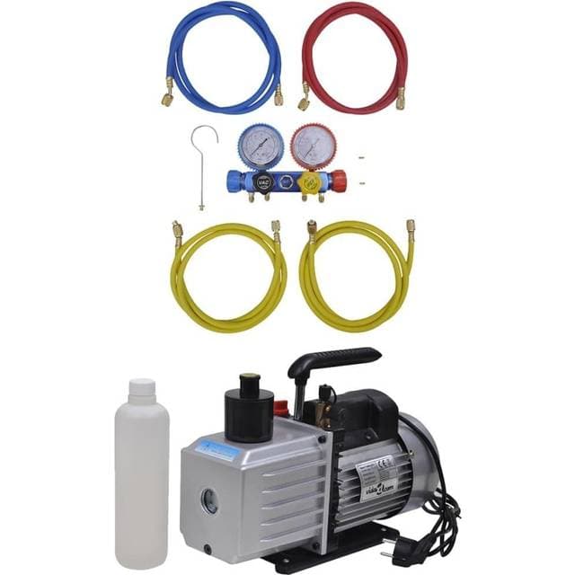 vidaXL vakuumpumpe med 4-vejs trykmålersæt manifold