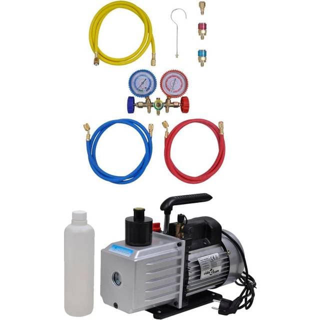 vidaXL vakuumpumpe med 2-vejs trykmålersæt manifold