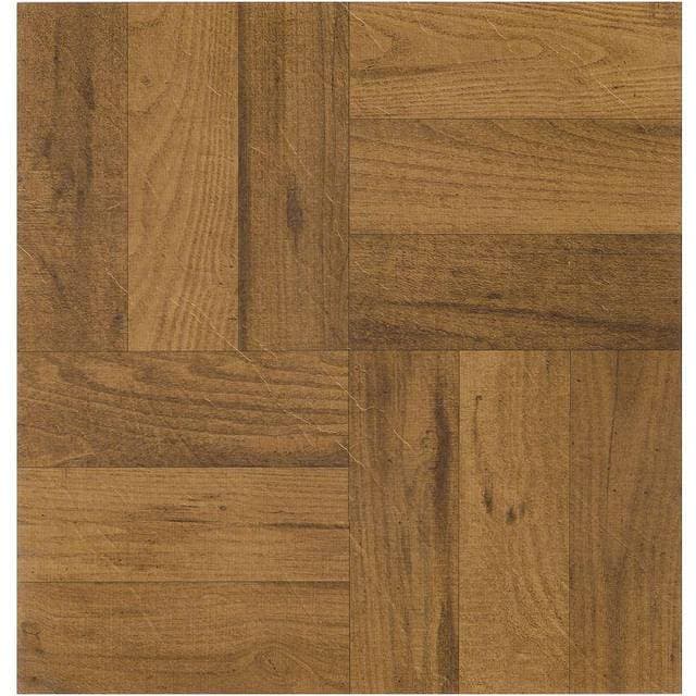 Achim Tivoli Three Finger Medium Oak 45-piece Self Adhesive Vinyl Floor Tile Set, Multicolor, 12X12