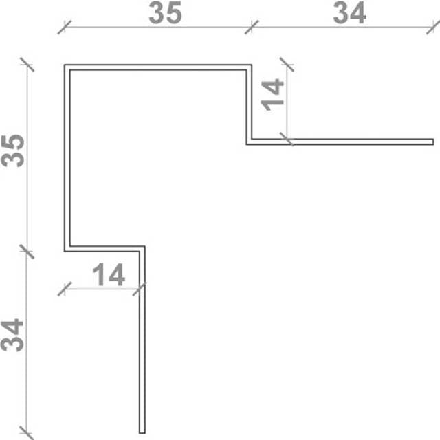 Udvendig hjørneprofil til facadebeklædning
