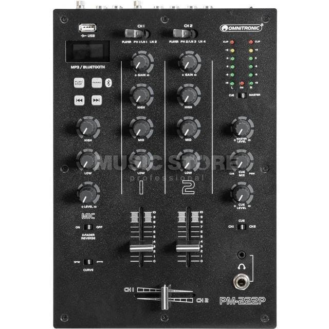 Omnitronic PM-222P 2-Channel DJ Mixer with Player