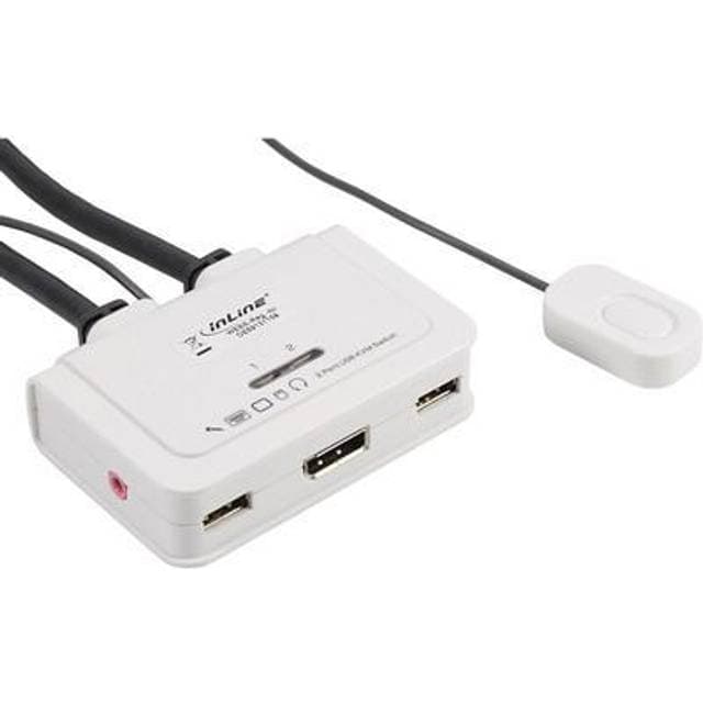 InLine KVM DisplayPort 1.2 Switch 4K UHD USB m/ lyd