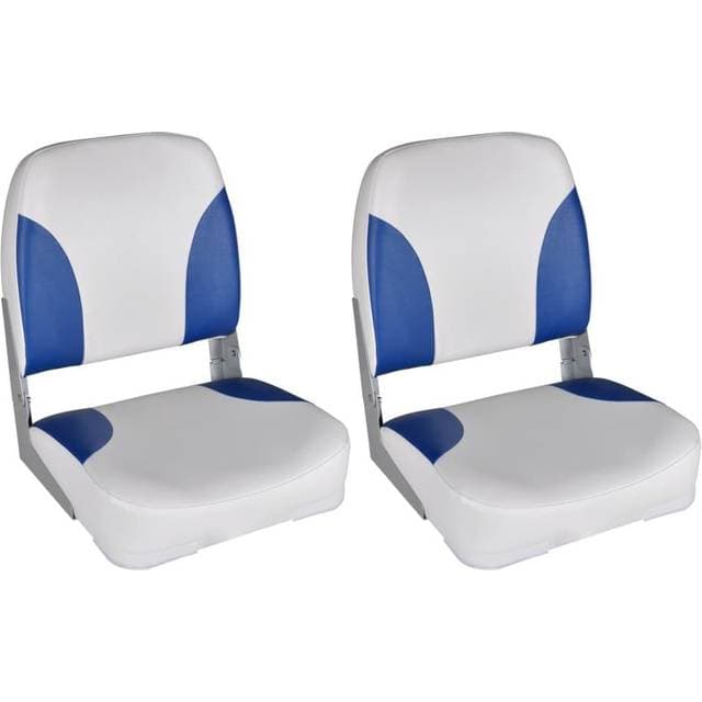vidaXL Bådsæder 2 stk. foldbart ryglæn m. blå/hvid pude 41x36x48 cm