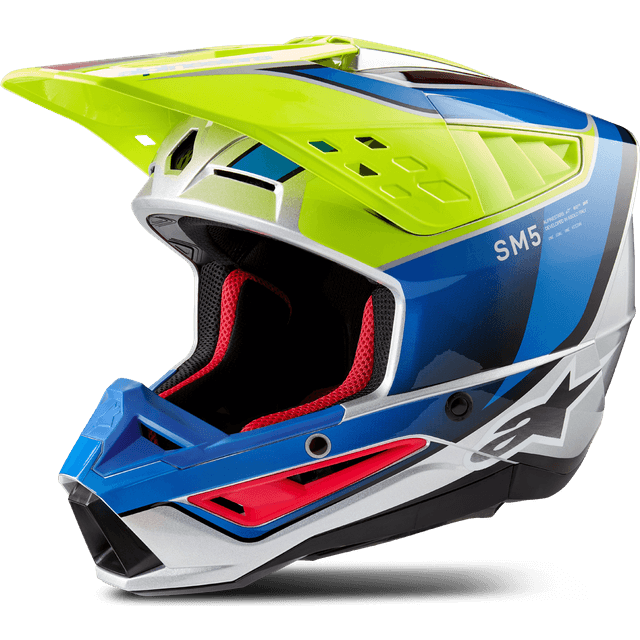 Alpinestars Crosshjelm SM5 Sail, Neongul/Enamel Blå/Sølv